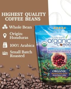 Subtle Earth Organic Coffee - Medium-Dark Roast - Whole Bean Coffee - 100% Arabica Beans - Low Acidity and Non-GMO