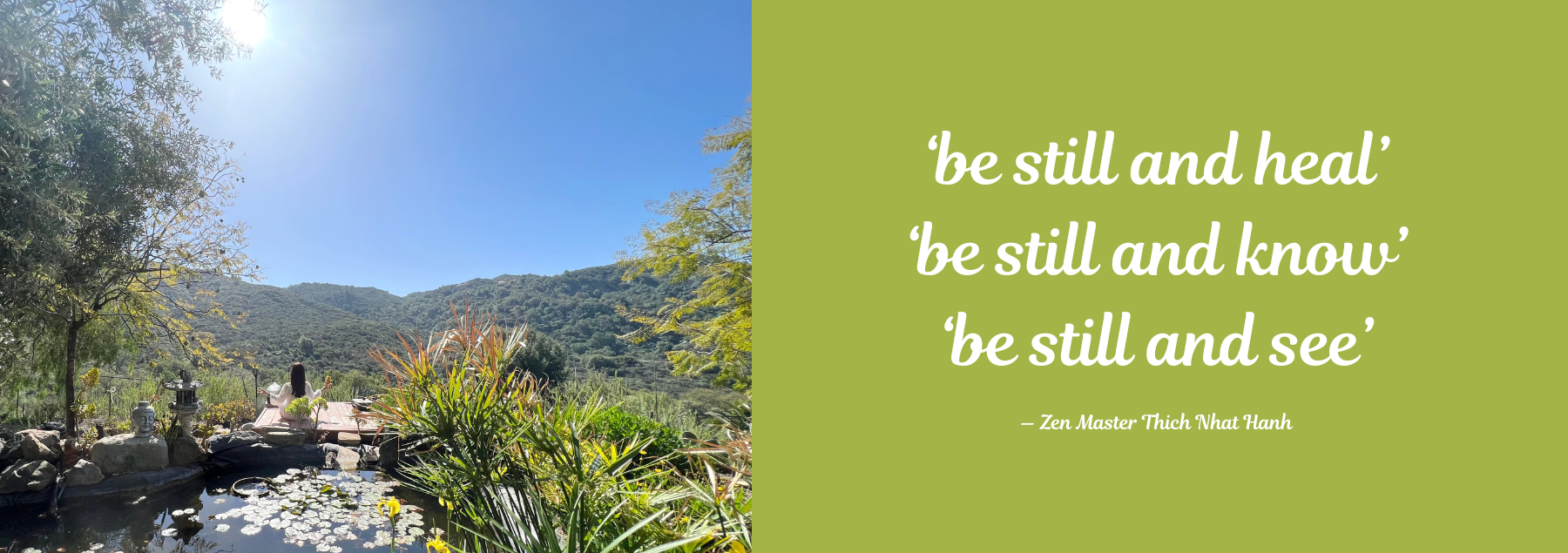 'Be Still and Heal, Be Still and Know, Be Still and See' - Zen Master Thich Nhat Hanh